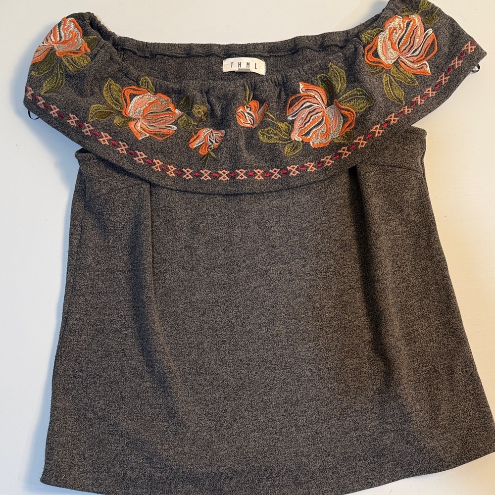 Women’s THML Boho Blouse Embroidered Sz Sm Cottage Core